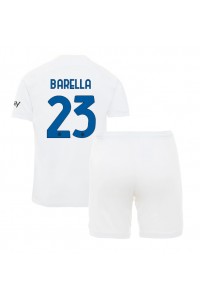 Fotbalové Dres Inter Milan Nicolo Barella #23 Dětské Venkovní Oblečení 2023-24 Krátký Rukáv (+ trenýrky)